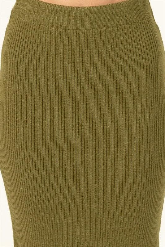 HYFVE Fashionista High-Waist Ribbed Midi Skirt - SwagglyLife Home & Fashion