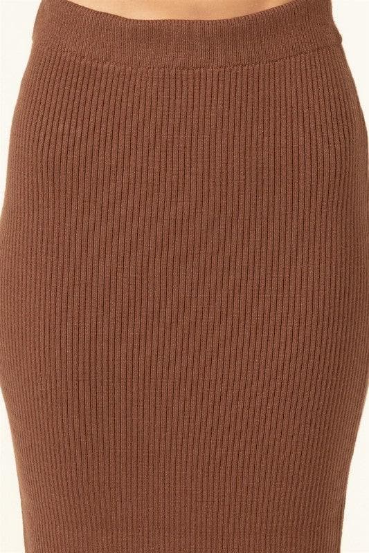 HYFVE Fashionista High-Waist Ribbed Midi Skirt - SwagglyLife Home & Fashion