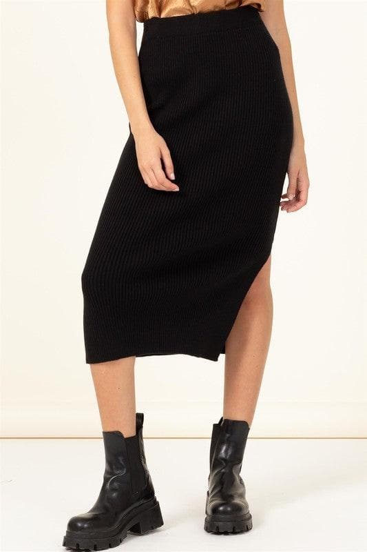 HYFVE Fashionista High-Waist Ribbed Midi Skirt - SwagglyLife Home & Fashion