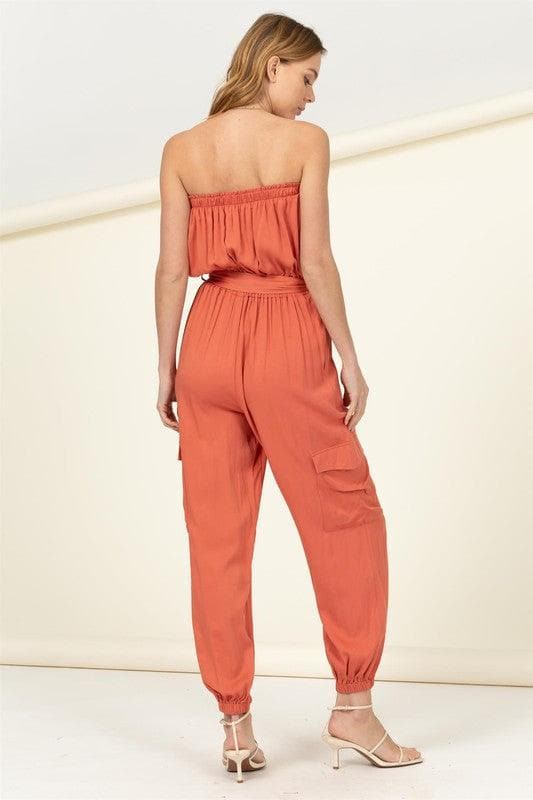 HYFVE Flap Pocket Side Belted Tube Jumpsuit, 3 Colors - SwagglyLife Home & Fashion