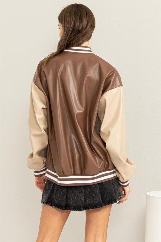 HYFVE Game On PU Colorblock Baseball Jacket, 2 Colors - SwagglyLife Home & Fashion