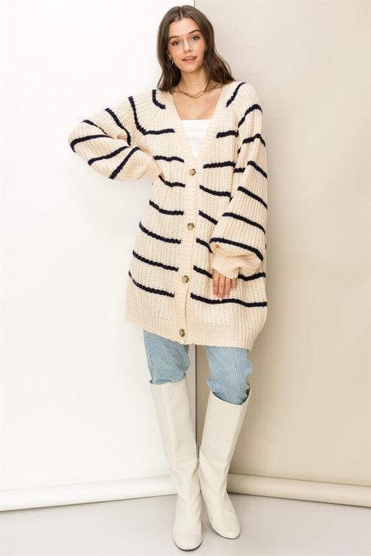 HYFVE Made for Style Oversized Striped Sweater Cardigan, 2 Colors - SwagglyLife Home & Fashion