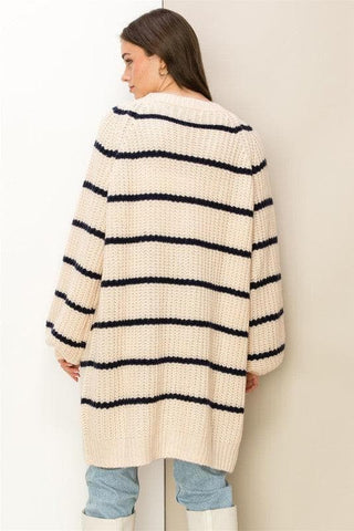 HYFVE Made for Style Oversized Striped Sweater Cardigan, 2 Colors - SwagglyLife Home & Fashion