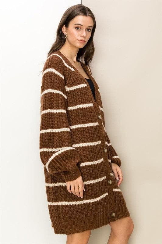 HYFVE Made for Style Oversized Striped Sweater Cardigan, 2 Colors - SwagglyLife Home & Fashion