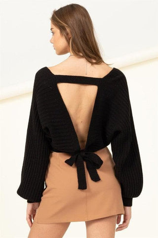 Simply Stunning Tie-Back Cropped Sweater Top - SwagglyLife Home & Fashion