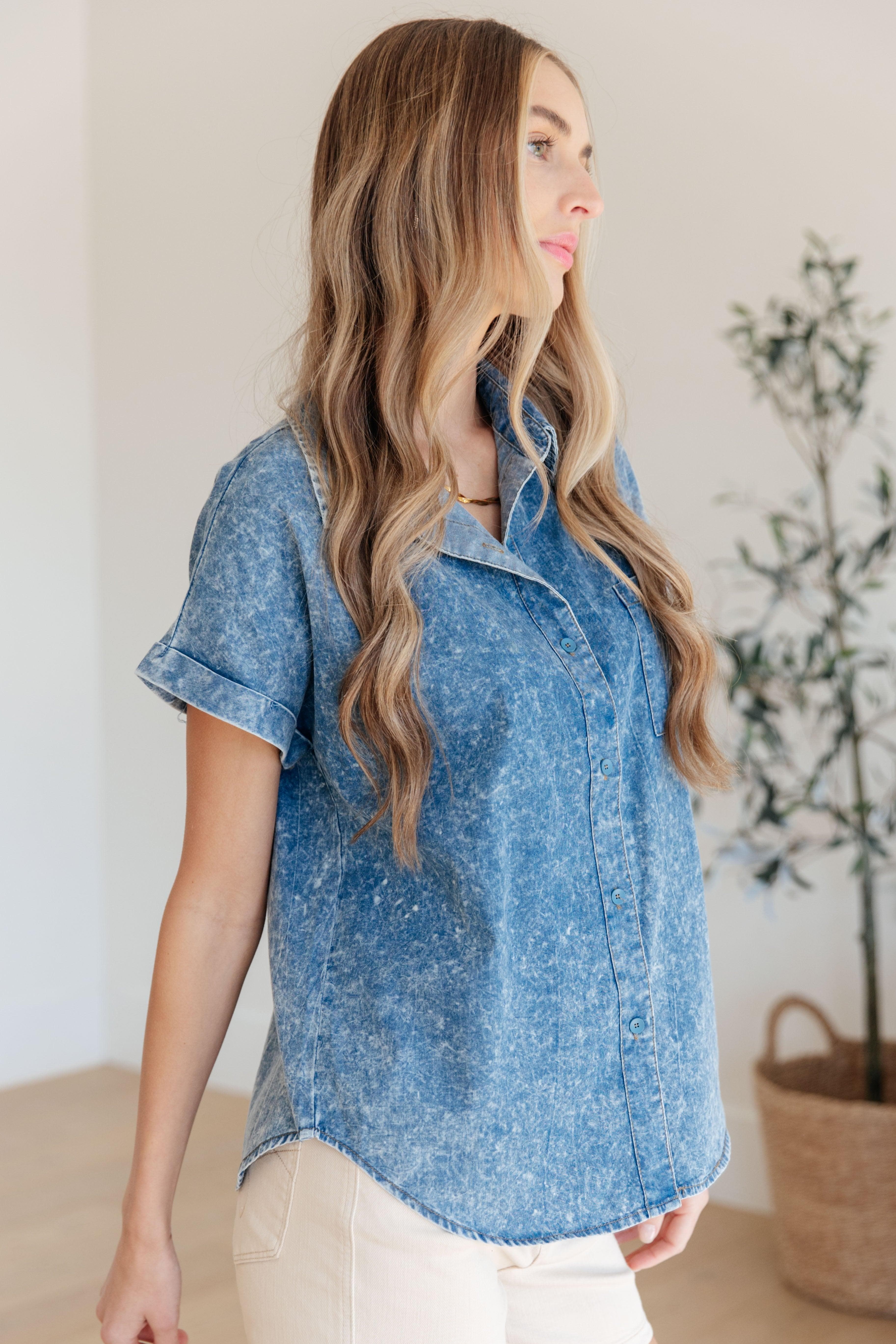 I Could Be Famous Denim Button Up - SwagglyLife Home & Fashion