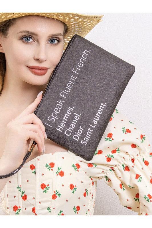 I Speak Fluent French Faux Leather Clutch - SwagglyLife Home & Fashion