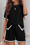 Ilia Contrast Trim Half Sleeve Top and Shorts Set - SwagglyLife Home & Fashion