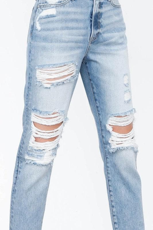 INSANE GENE High Rise Mom Jeans - SwagglyLife Home & Fashion