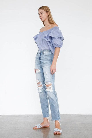 INSANE GENE High Rise Mom Jeans - SwagglyLife Home & Fashion