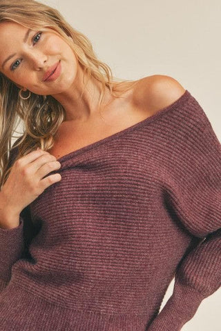 Jada Ribbed Knit Dolman Sleeve Sweater - SwagglyLife Home & Fashion