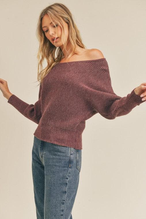 Jada Ribbed Knit Dolman Sleeve Sweater - SwagglyLife Home & Fashion