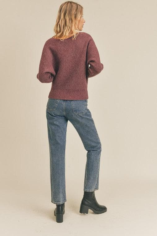 Jada Ribbed Knit Dolman Sleeve Sweater - SwagglyLife Home & Fashion