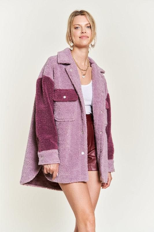 Jade by Jane Andrea Colorblock Sherpa Jacket - SwagglyLife Home & Fashion