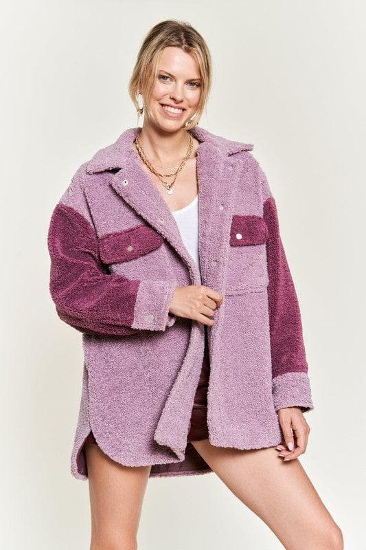 Jade by Jane Andrea Colorblock Sherpa Jacket - SwagglyLife Home & Fashion