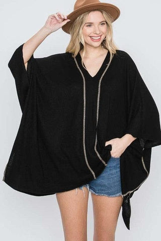 Jade By Jane V Neck Poncho Top - SwagglyLife Home & Fashion