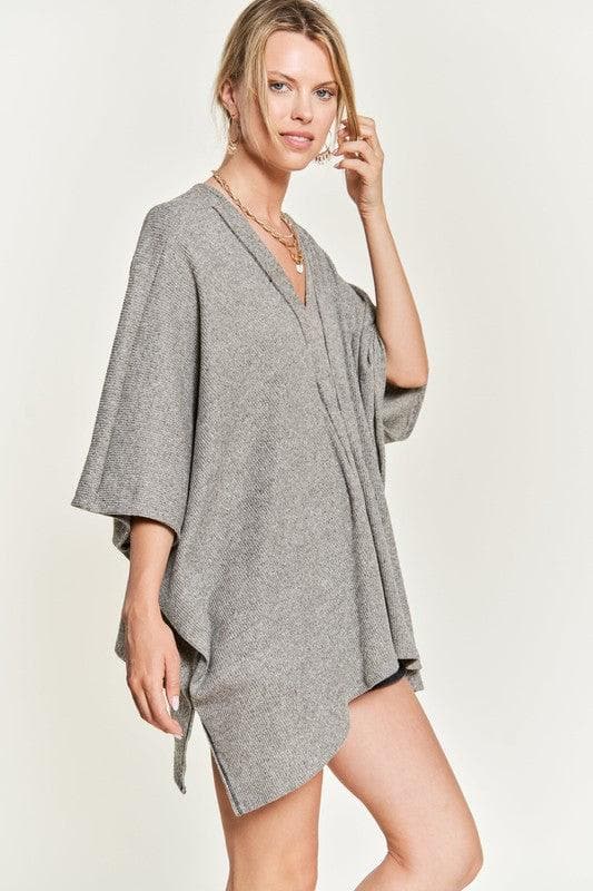 Jade By Jane V Neck Poncho Top - SwagglyLife Home & Fashion