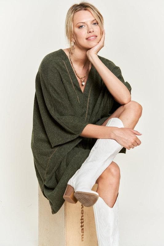 Jade By Jane V Neck Poncho Top - SwagglyLife Home & Fashion