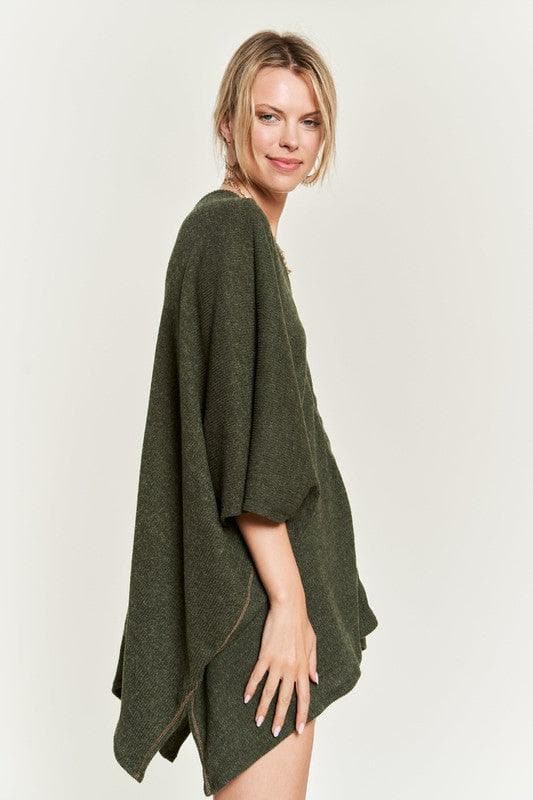 Jade By Jane V Neck Poncho Top - SwagglyLife Home & Fashion