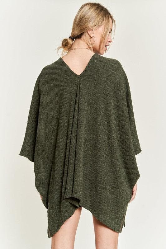 Jade By Jane V Neck Poncho Top - SwagglyLife Home & Fashion