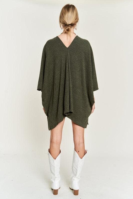 Jade By Jane V Neck Poncho Top - SwagglyLife Home & Fashion