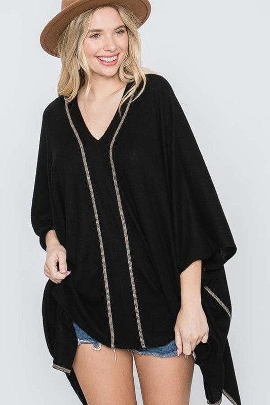 Jade By Jane V Neck Poncho Top - SwagglyLife Home & Fashion