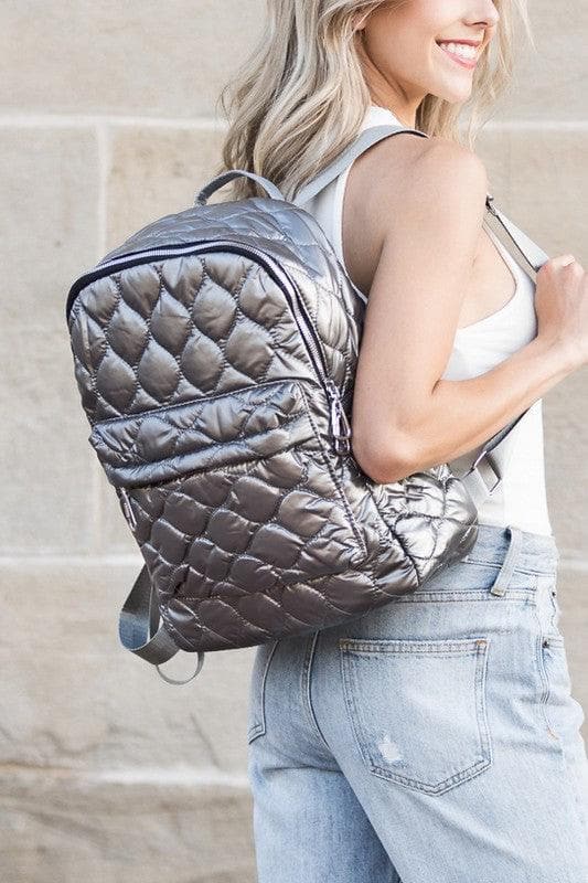 Jade Metallic Puffer Backpack - SwagglyLife Home & Fashion