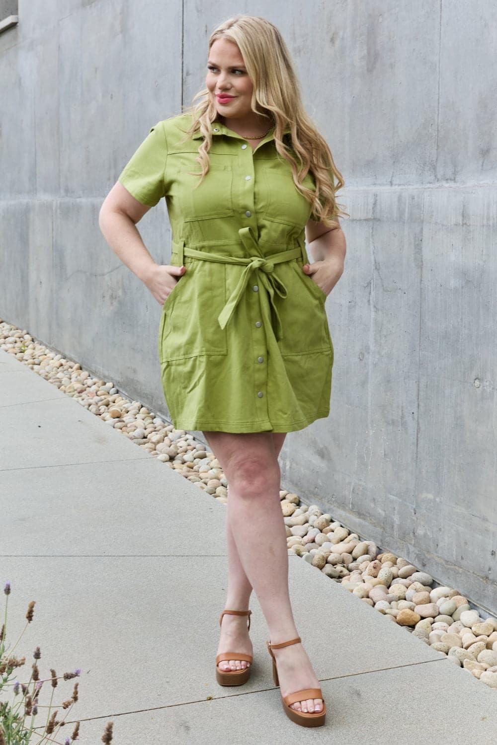 Jady By Jane Stick With Me Full Size Button Down Dress - SwagglyLife Home & Fashion