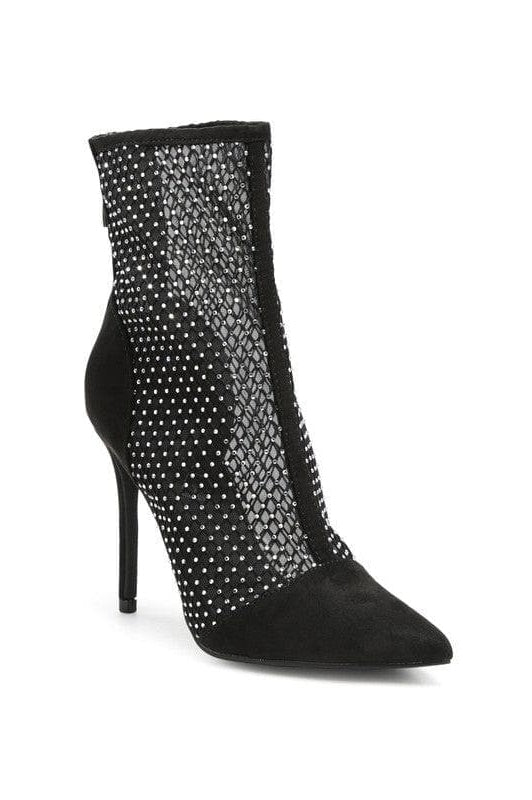 Jazz Rhinestone Embellished Mesh Stiletto Boots - SwagglyLife Home & Fashion