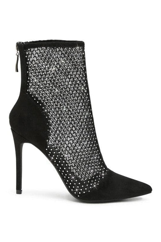 Jazz Rhinestone Embellished Mesh Stiletto Boots - SwagglyLife Home & Fashion