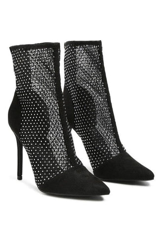 Jazz Rhinestone Embellished Mesh Stiletto Boots - SwagglyLife Home & Fashion