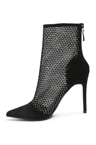 Jazz Rhinestone Embellished Mesh Stiletto Boots - SwagglyLife Home & Fashion