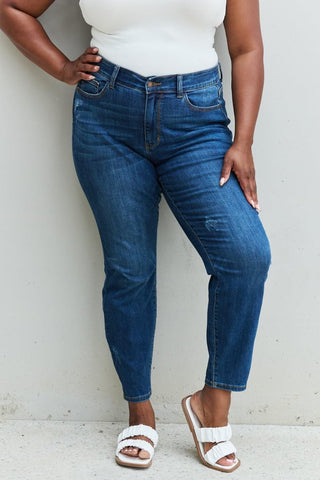 Judy Blue Aila Regular Full Size Mid Rise Cropped Relax Fit Jeans - SwagglyLife Home & Fashion