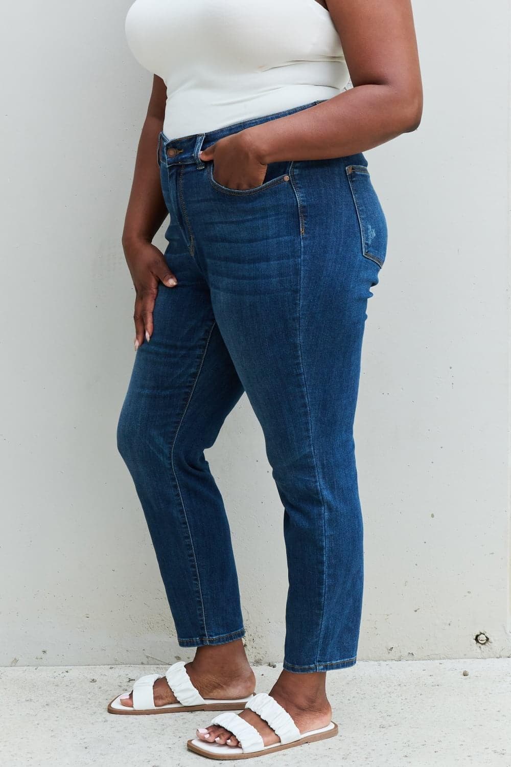 Judy Blue Aila Regular Full Size Mid Rise Cropped Relax Fit Jeans - SwagglyLife Home & Fashion