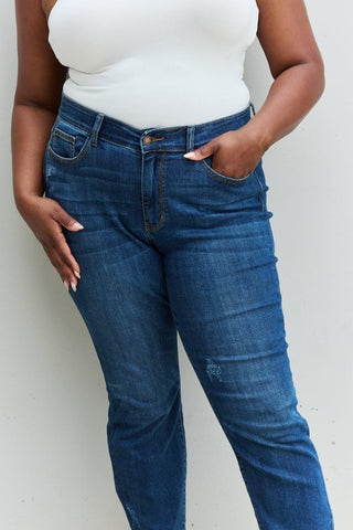 Judy Blue Aila Regular Full Size Mid Rise Cropped Relax Fit Jeans - SwagglyLife Home & Fashion