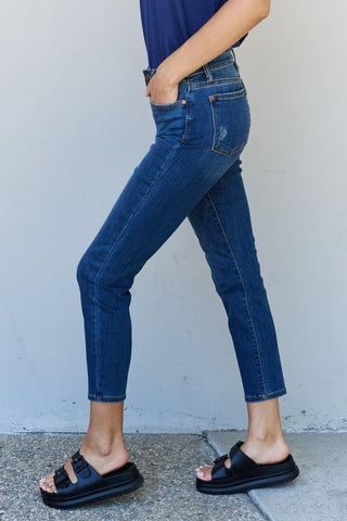 Judy Blue Aila Short Full Size Mid Rise Cropped Relax Fit Jeans - SwagglyLife Home & Fashion