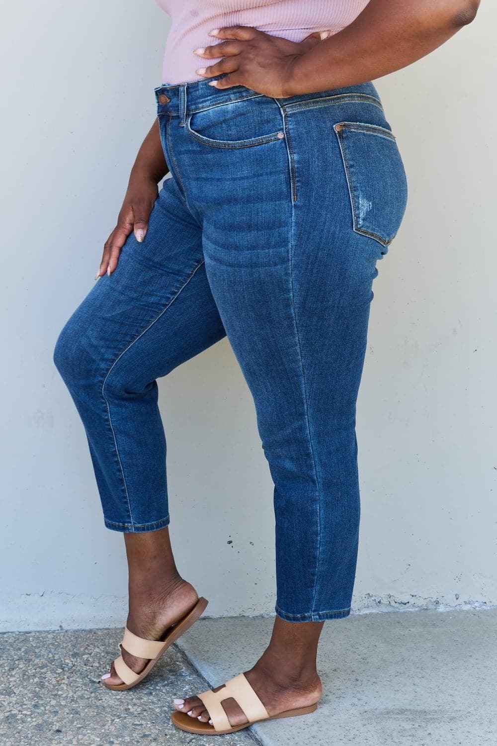 Judy Blue Aila Short Full Size Mid Rise Cropped Relax Fit Jeans - SwagglyLife Home & Fashion