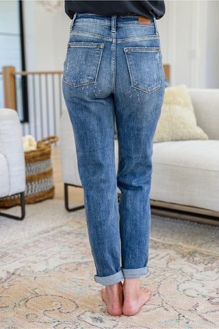 Judy Blue Corey Hi Rise Bleach Splash Boyfriend Jeans - SwagglyLife Home & Fashion