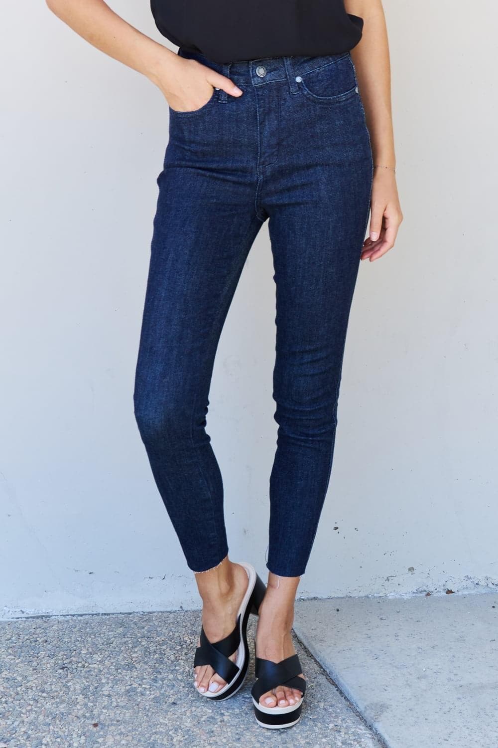 Judy Blue Esme Full Size High Waist Skinny Jeans, Dark wash - SwagglyLife Home & Fashion