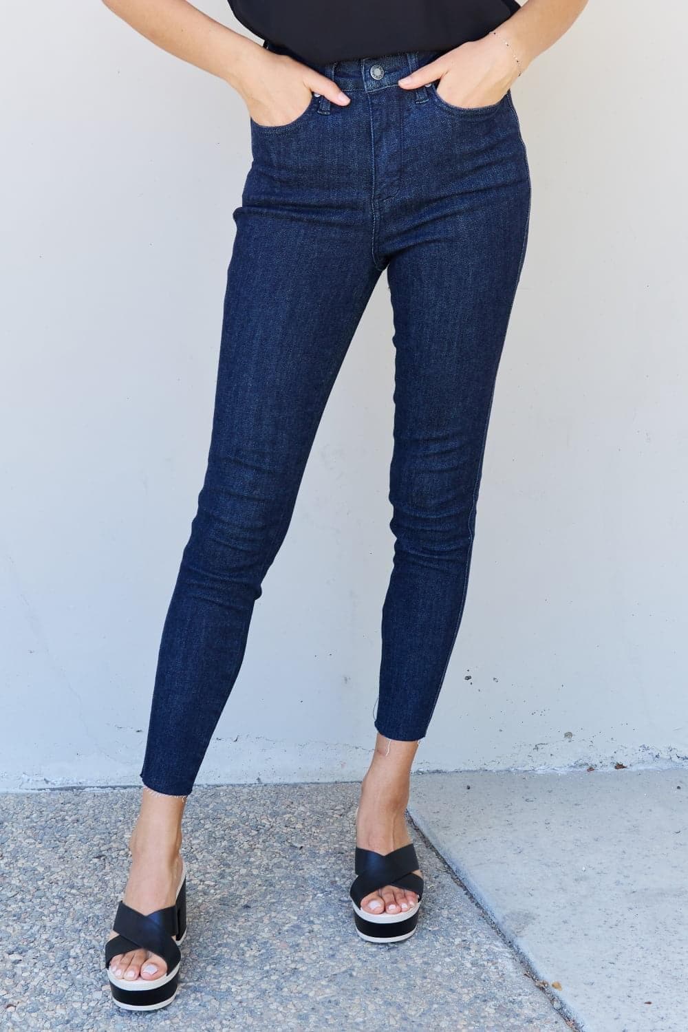 Judy Blue Esme Full Size High Waist Skinny Jeans, Dark wash - SwagglyLife Home & Fashion