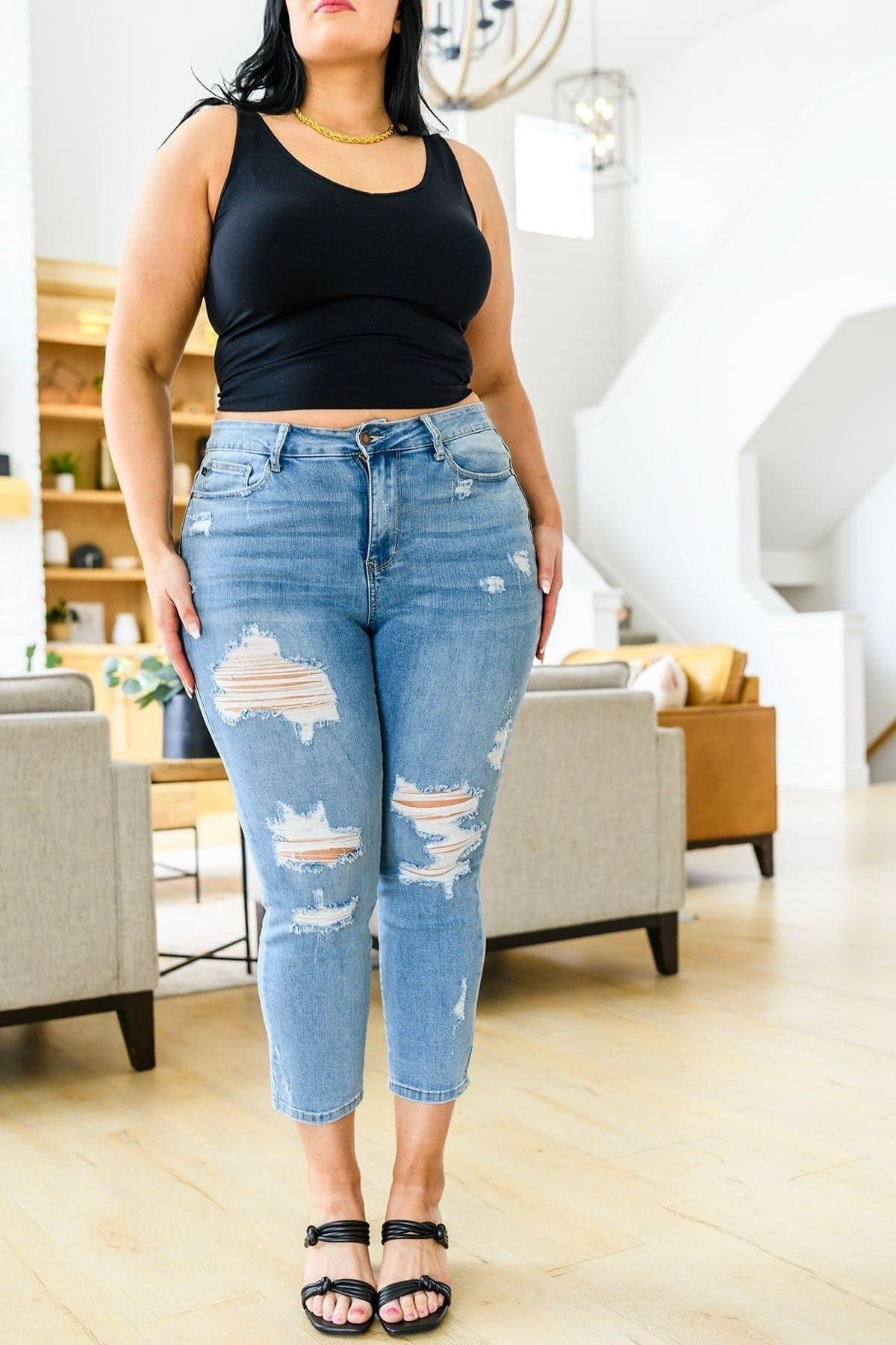 JUDY BLUE Florence High Waist Destroyed Boyfriend Jeans - SwagglyLife Home & Fashion