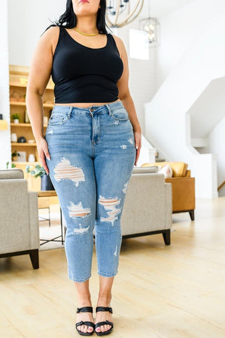 JUDY BLUE Florence High Waist Destroyed Boyfriend Jeans - SwagglyLife Home & Fashion