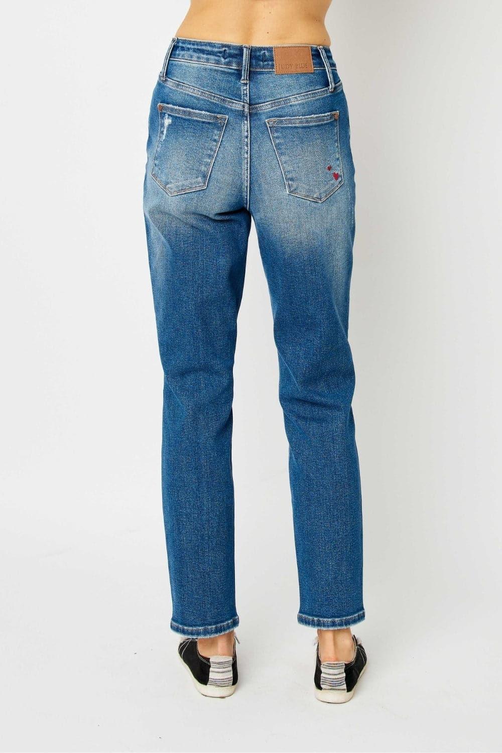 Judy Blue Full Size Distressed Slim Jeans - SwagglyLife Home & Fashion