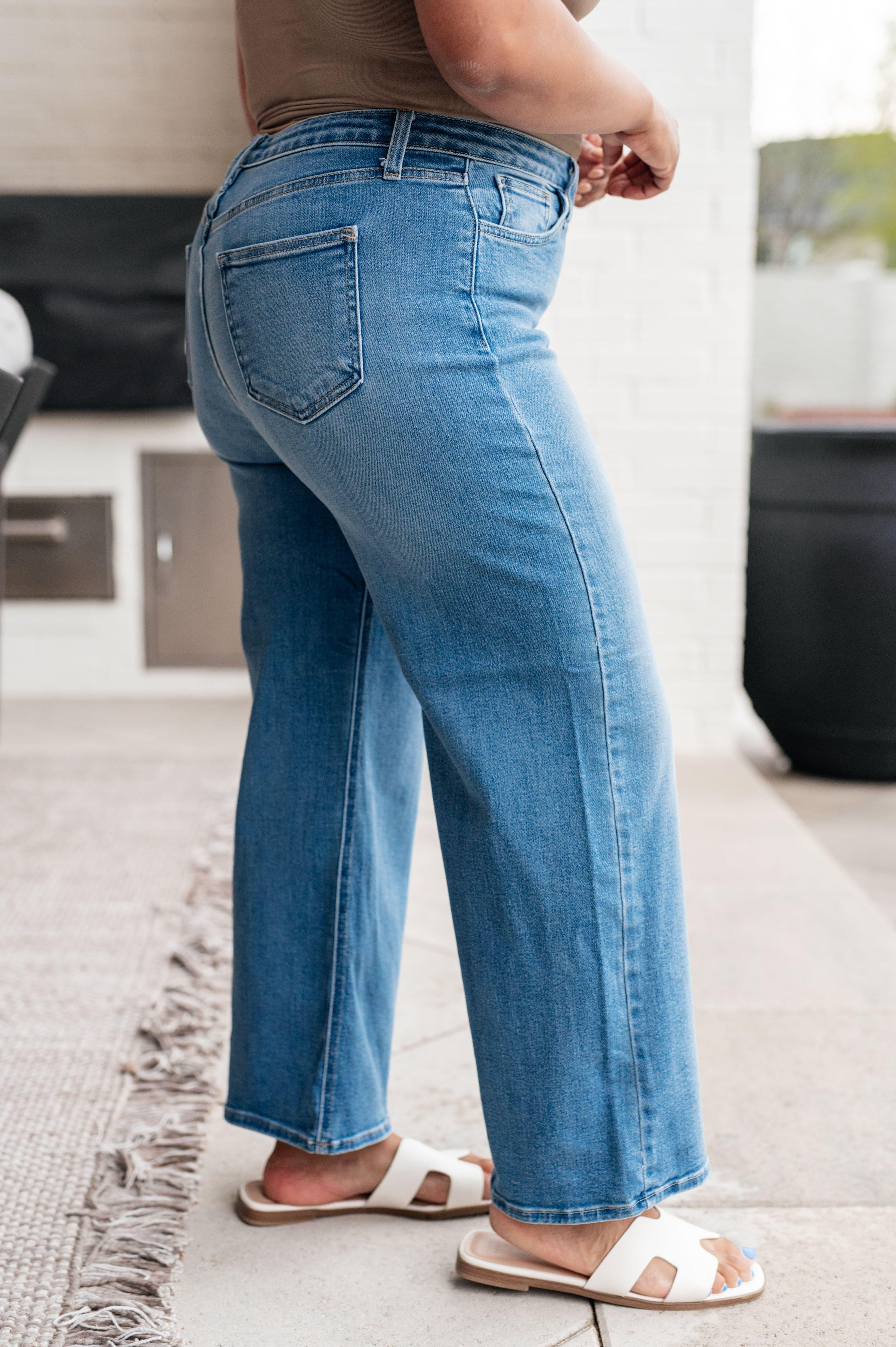 Judy Blue Hayes High Rise Wide Leg Crop Jeans - SwagglyLife Home & Fashion