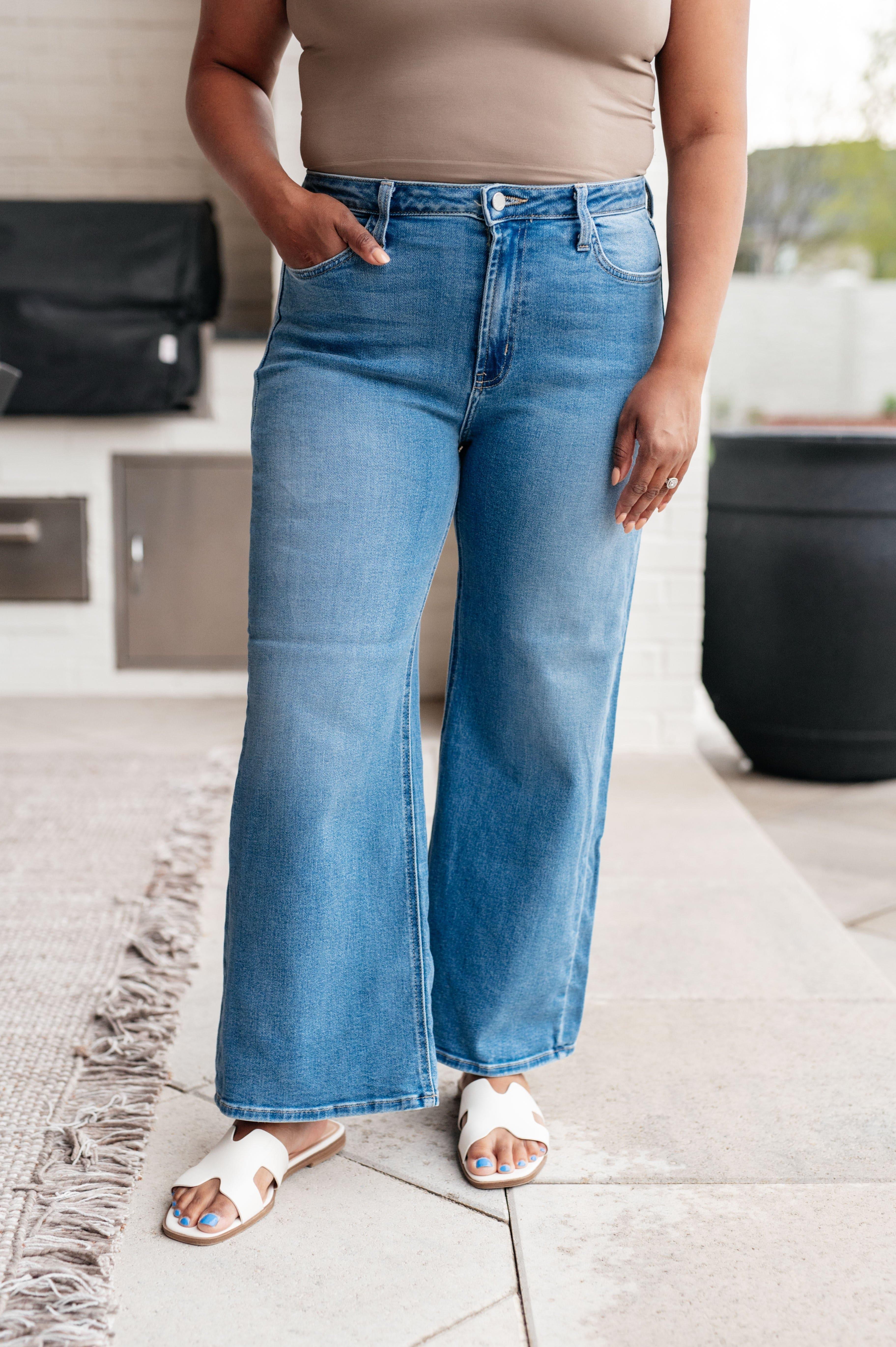 Judy Blue Hayes High Rise Wide Leg Crop Jeans - SwagglyLife Home & Fashion