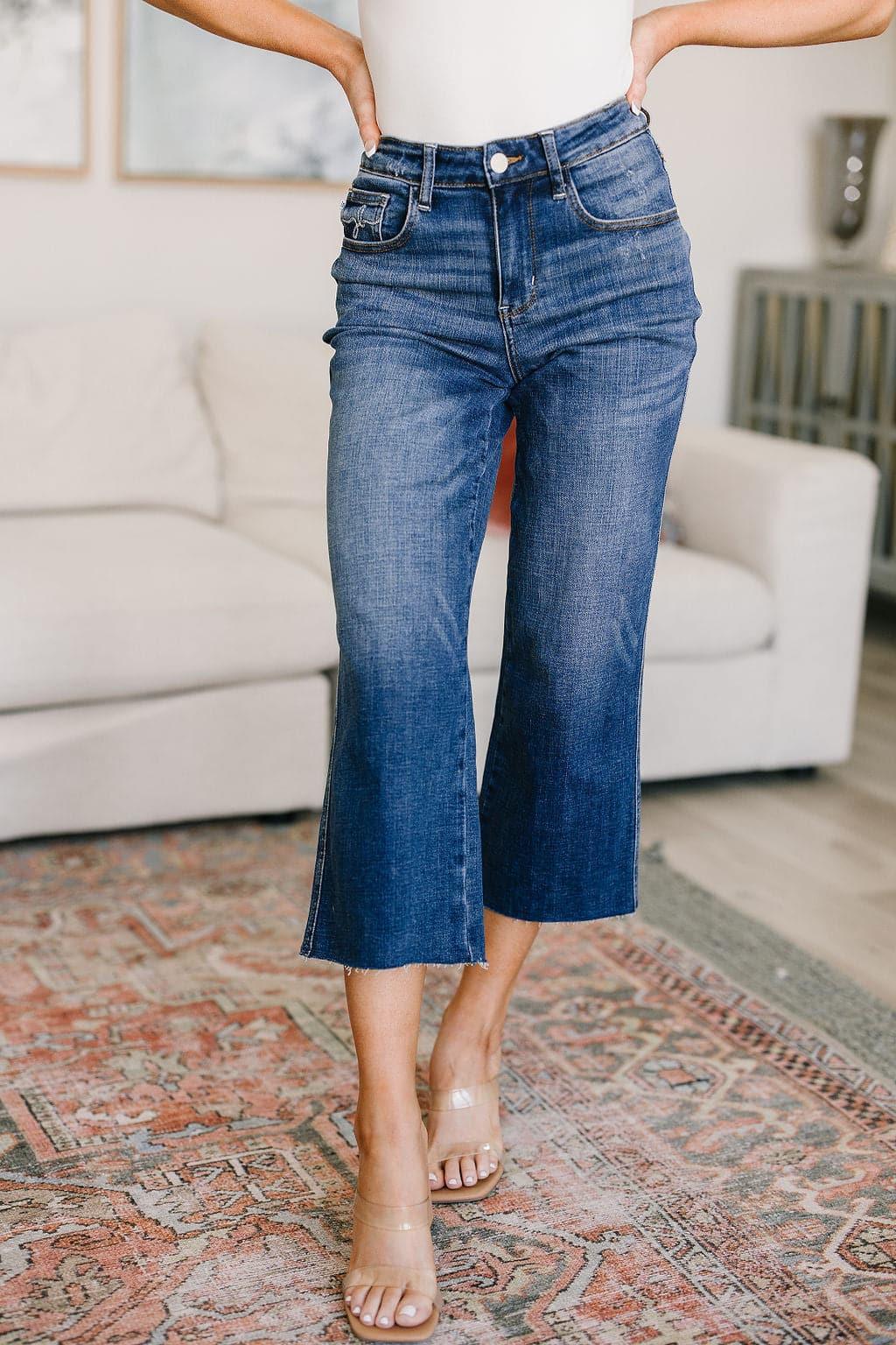 Judy Blue Hayes High Rise Wide Leg Crop Jeans - SwagglyLife Home & Fashion