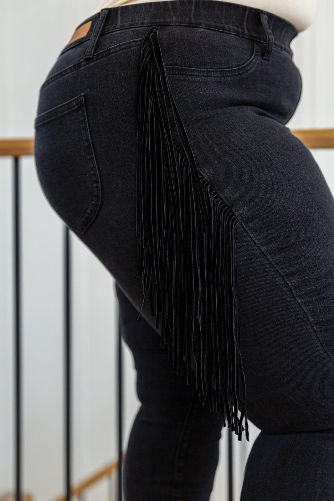 Judy Blue Hilary Side Fringe Skinny Jegging, Black - SwagglyLife Home & Fashion