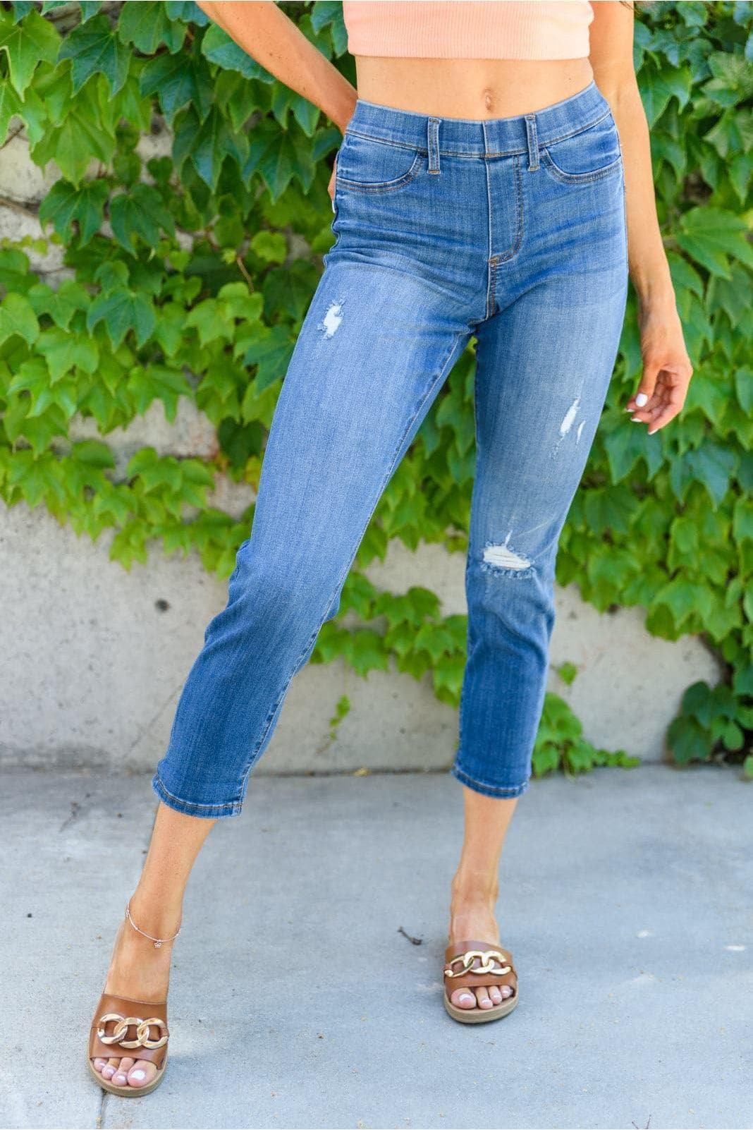 JUDY BLUE JEANS Nikki Mid-Rise Destroyed Boyfriend Jeggings - SwagglyLife Home & Fashion