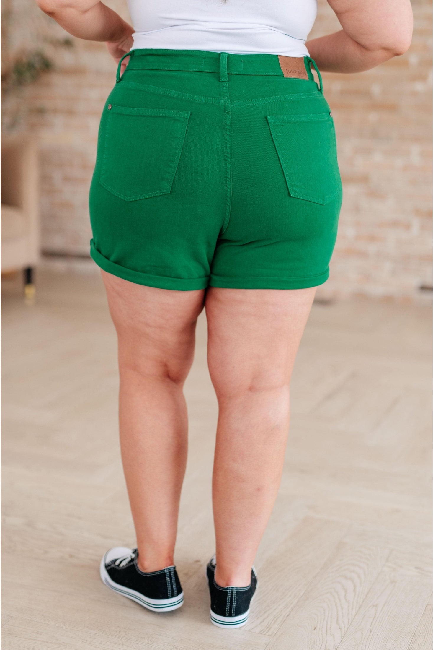 Judy Blue Jenna High Rise Control Top Cuffed Shorts in Green - SwagglyLife Home & Fashion