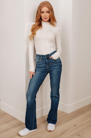 Judy Blue Josephine Mid Rise Raw Hem Bootcut Jeans - SwagglyLife Home & Fashion